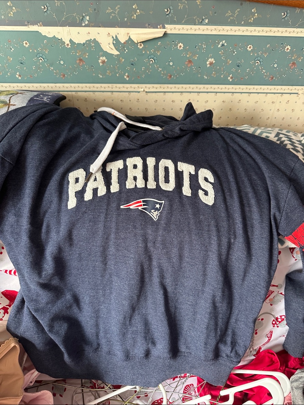 NFL New England Patriots Navy Hoodie with White Logo